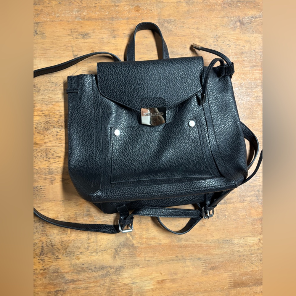 Steve Madden Black Textured Leather backpack